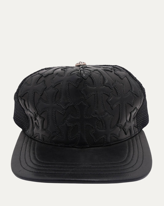 Leather Cross Patch Trucker Hat
