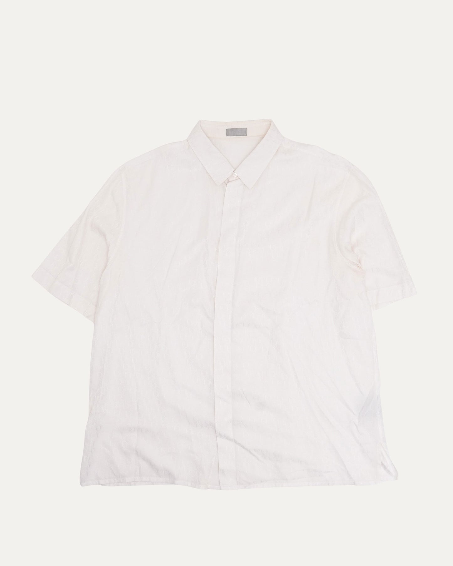 Oblique Monogram Silk Blend Short Sleeve Shirt