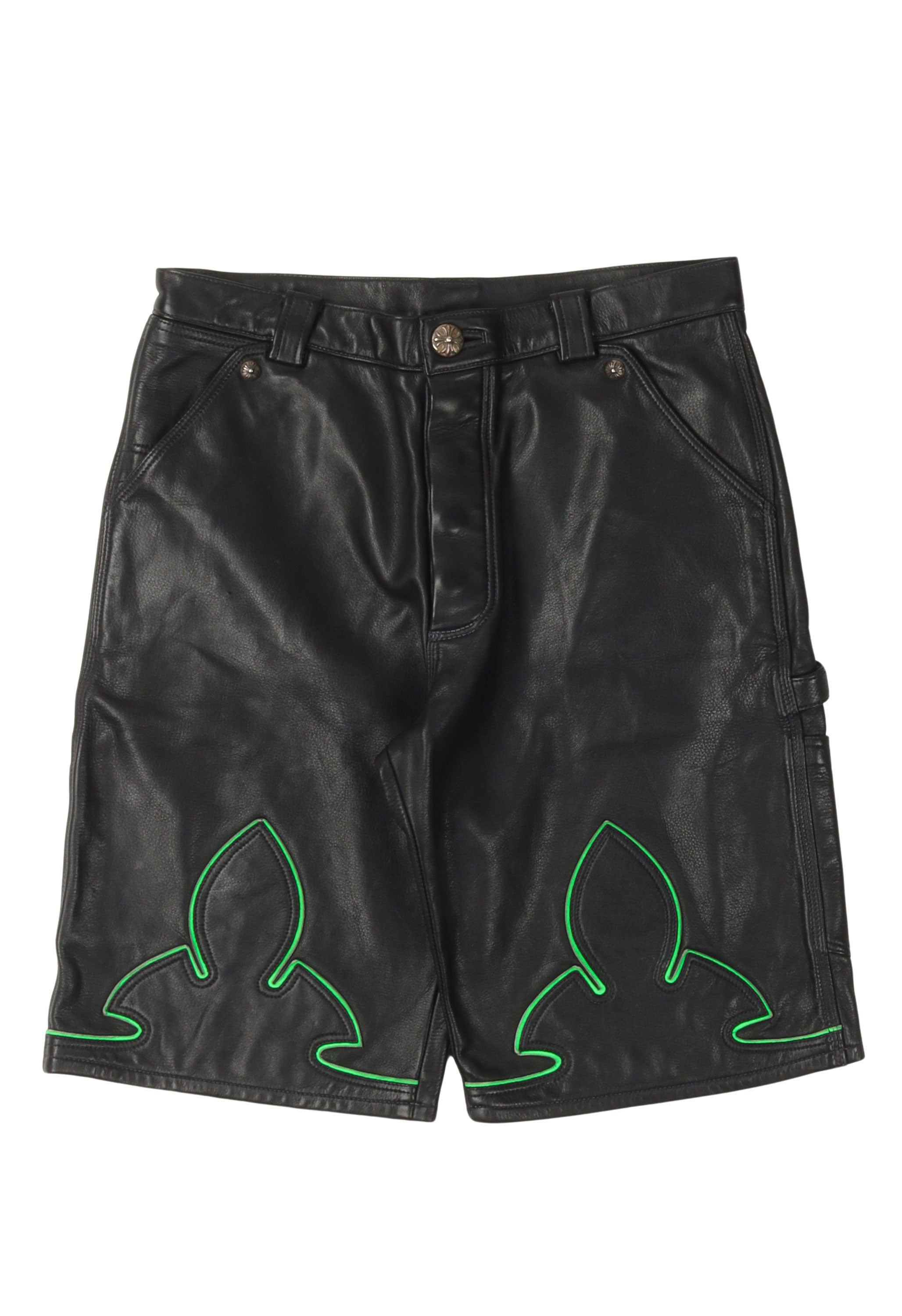 Leather Fleur Knee Shorts