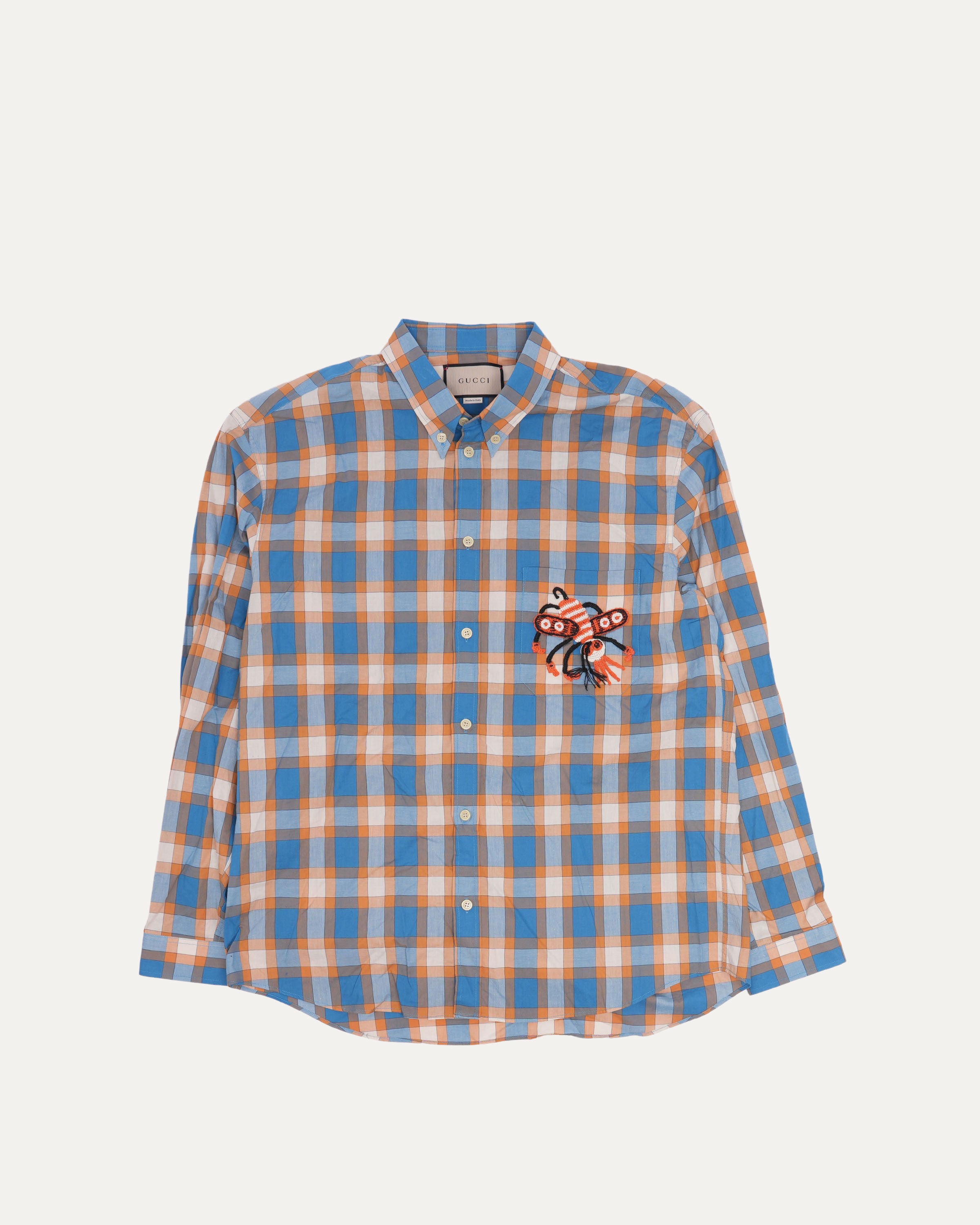 Bee Embroidered Check Shirt