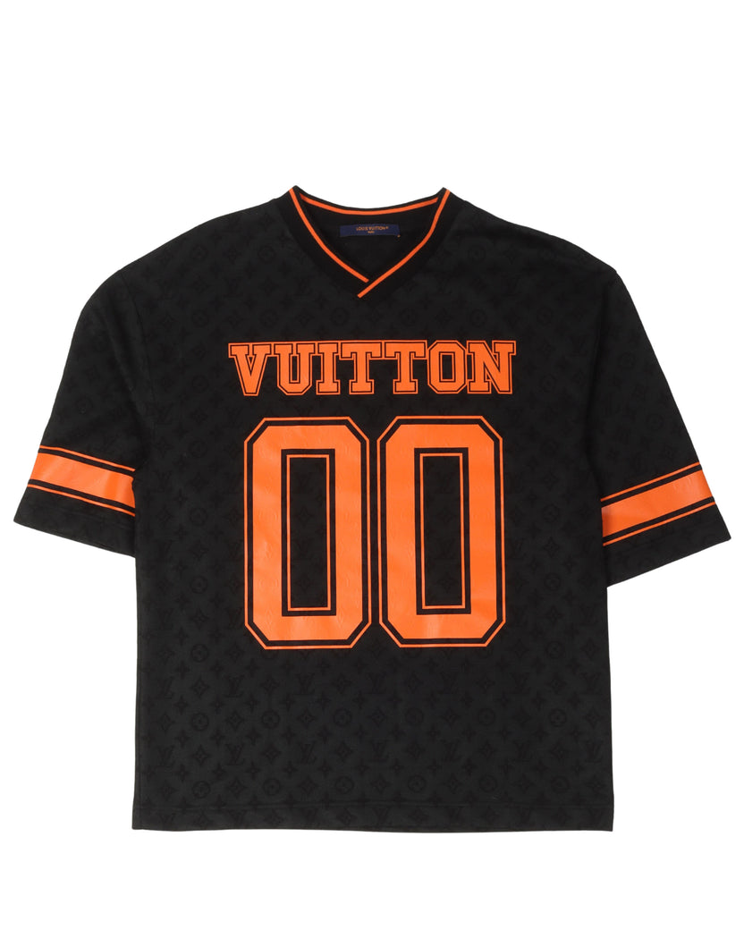 Louis Vuitton Black & Orange Football Jersey T-shirt