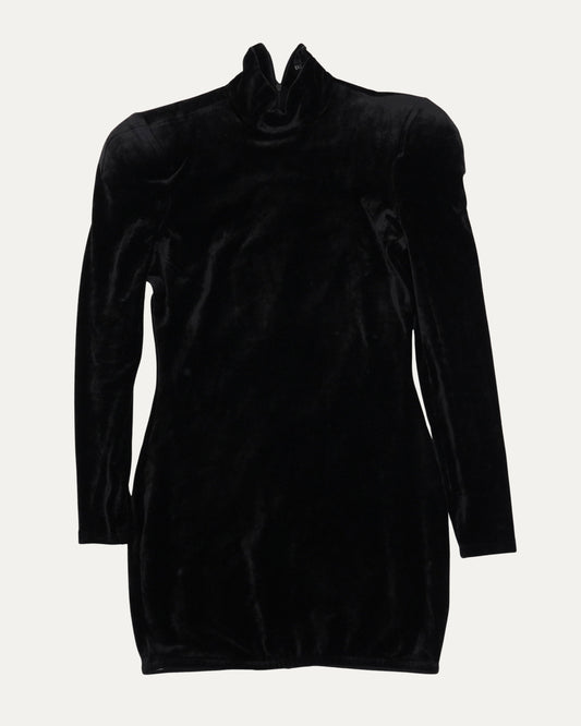 Turtleneck Velour Mini Dress