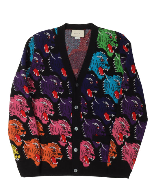 Angry Tiger Wool Jacquard Cardigan