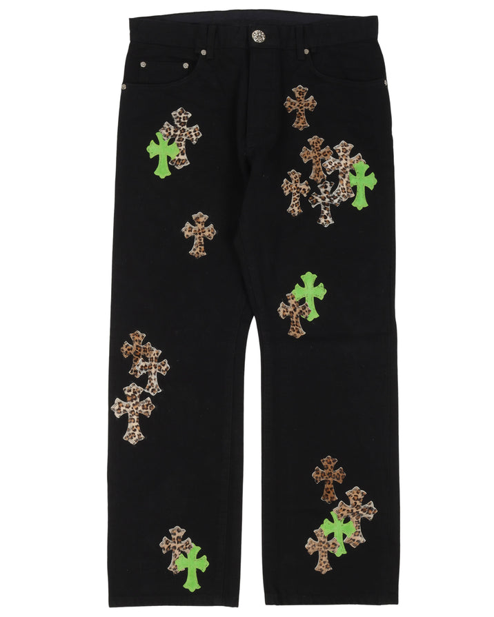 Cheetah Cross Patch Jeans w/ 35 Cross Patches