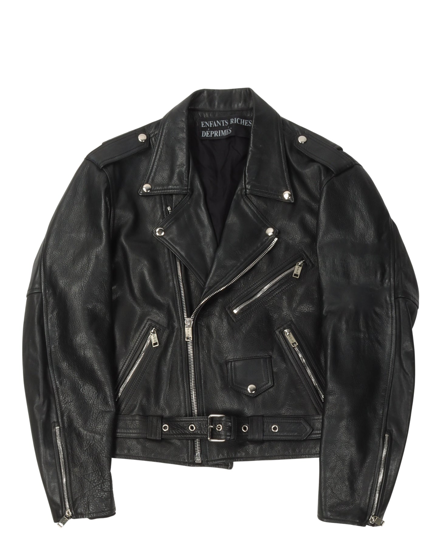 Chess Board Leather Double Rider Jacket