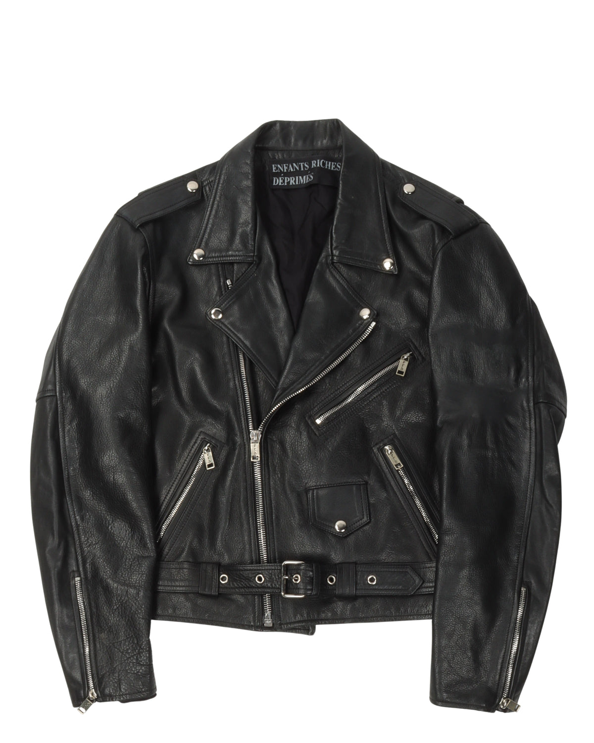 Chess Board Leather Double Rider Jacket