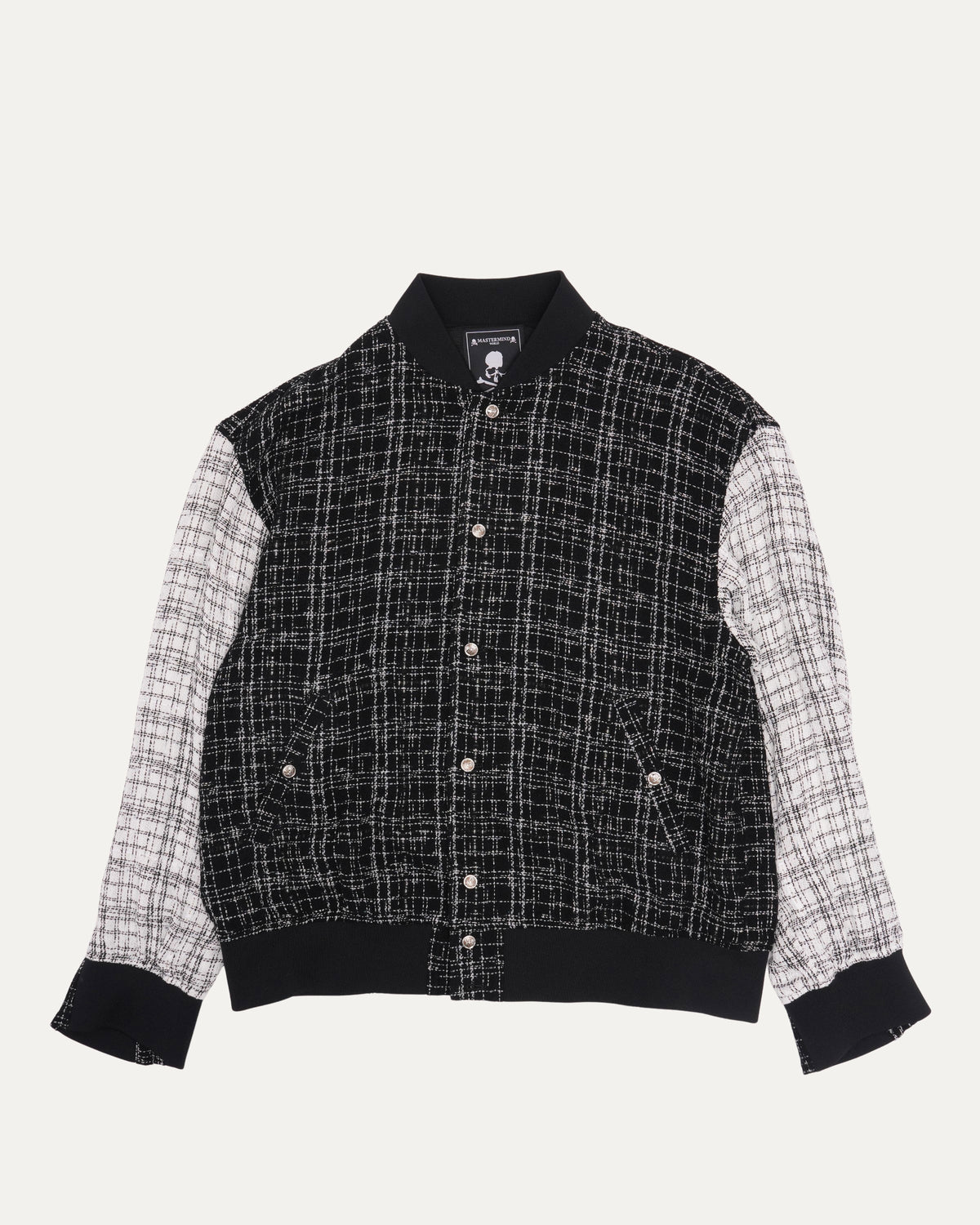 Cotton Blend Tweed Bomber Jacket