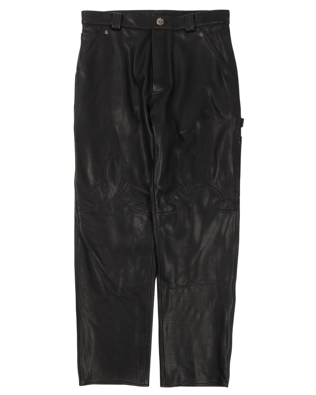 Leather Fleur Knee Carpenter Pants