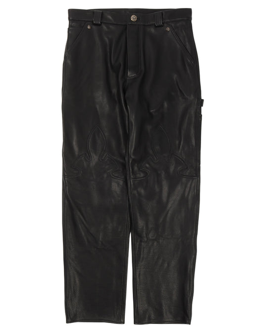 Leather Fleur Knee Carpenter Pants