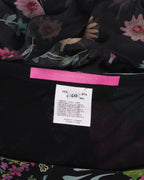 2000s Floral Silk Maxi Skirt With Train