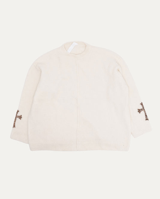 Silk Cashmere Blend Cross Patch Sweater