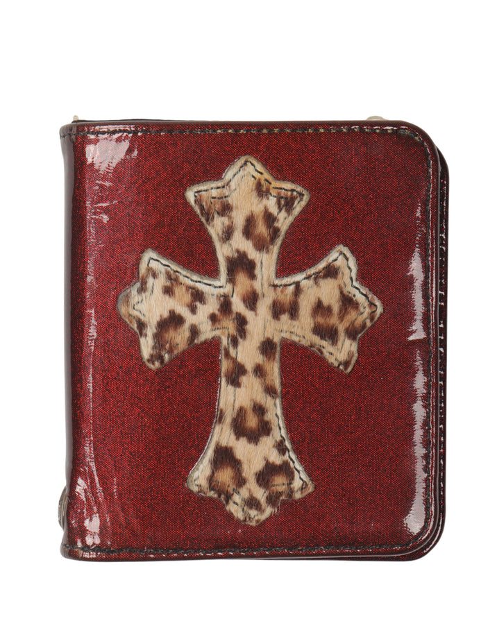 Red Galaxy Cheetah Cross Patch Wallet