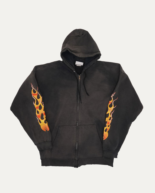 Flame Sleeve Zip Up Hoodie