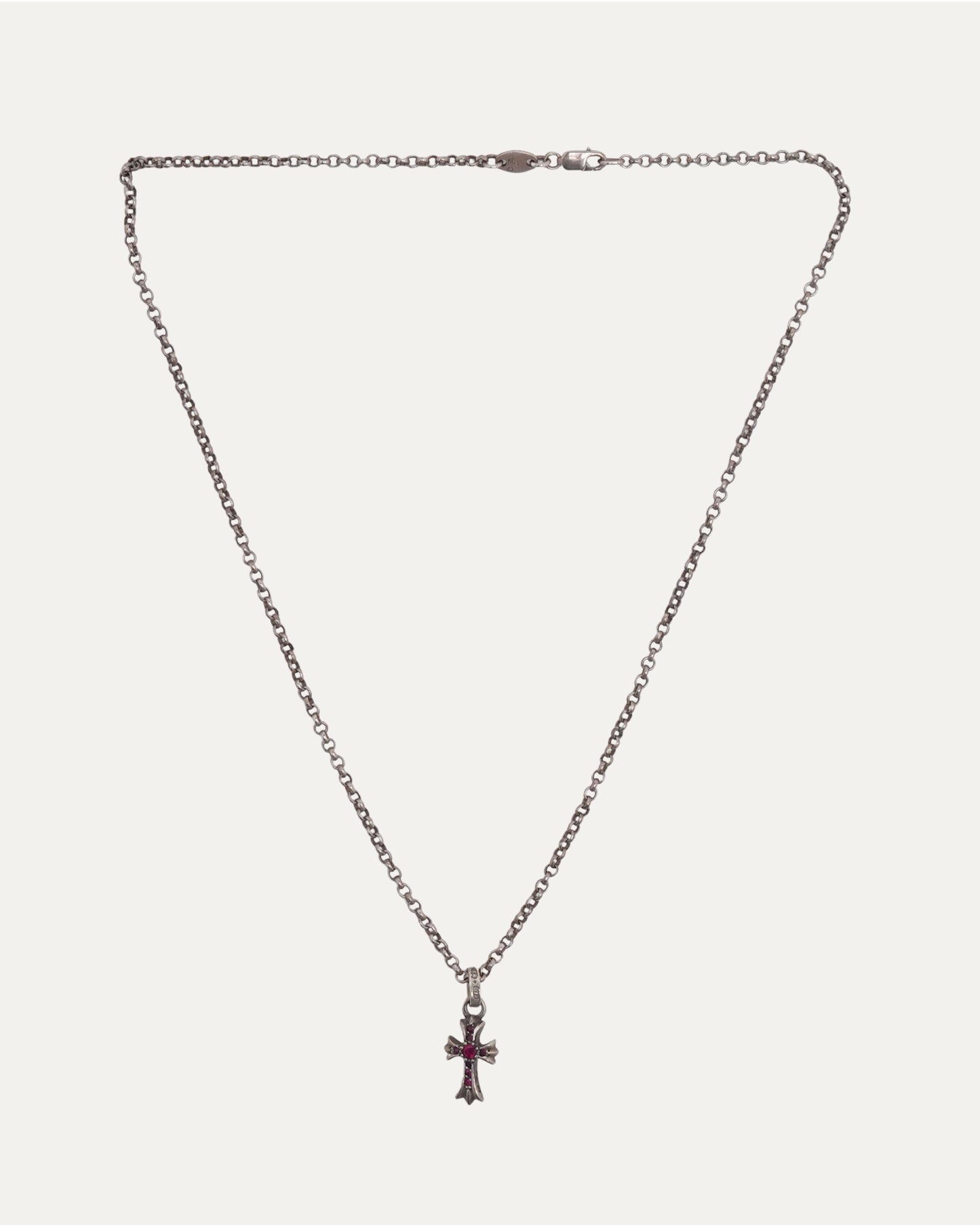 Ruby Baby Fat Pendant on Roll Chain Necklace