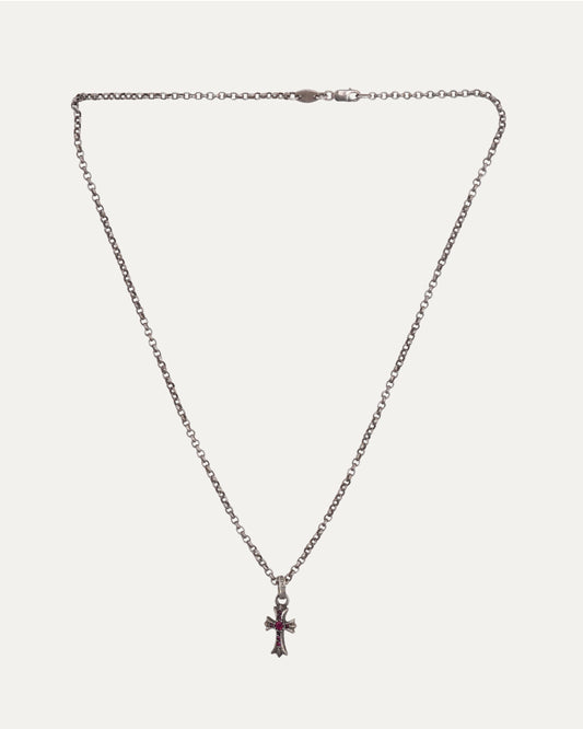 Ruby Baby Fat Pendant on Roll Chain Necklace