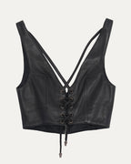 Lace Up Leather Bra