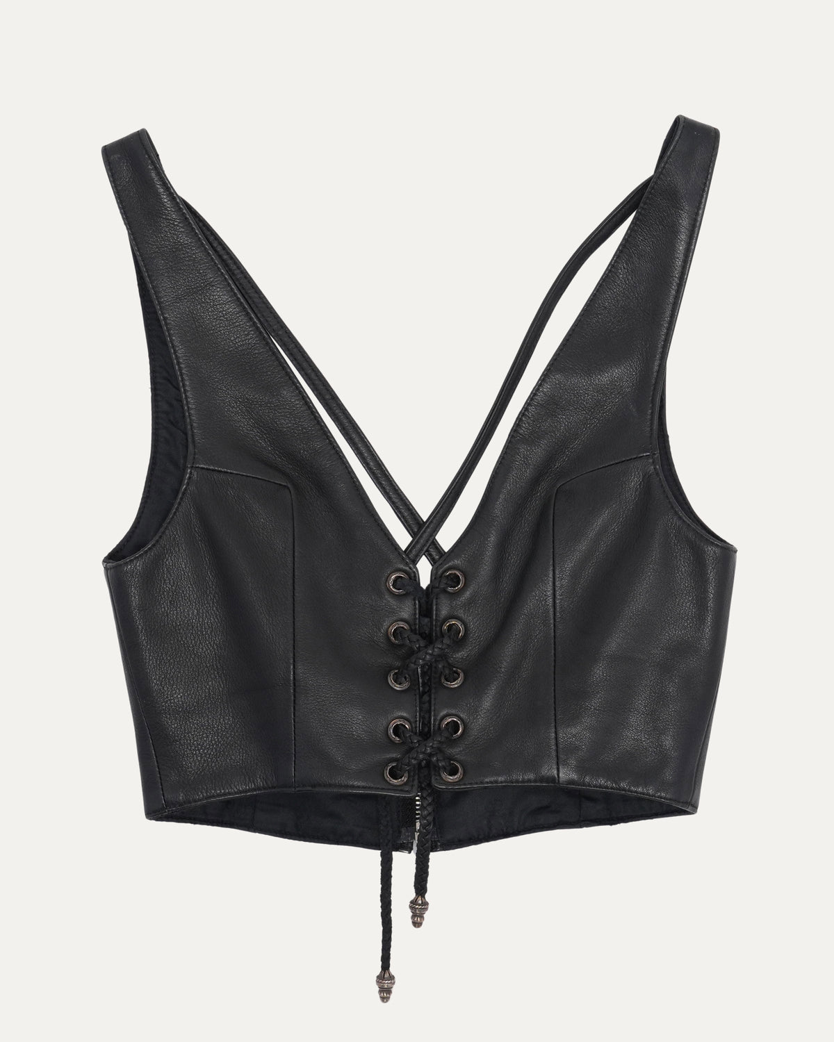 Lace Up Leather Bra