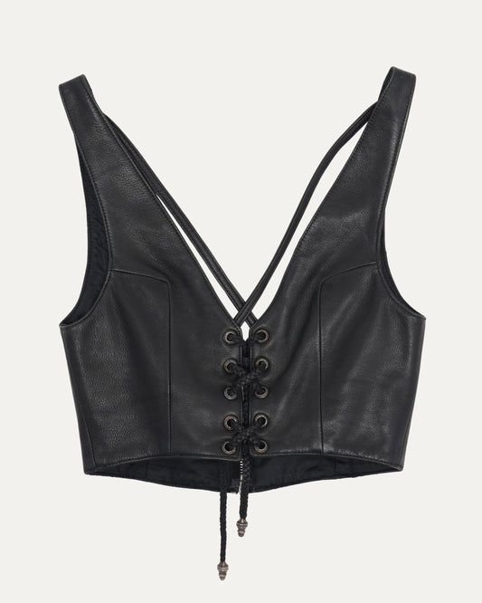 Lace Up Leather Bra