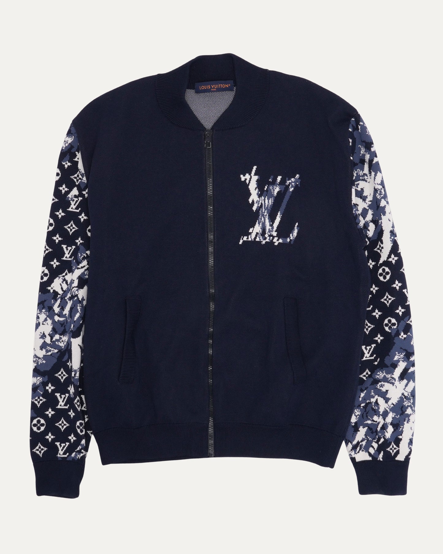 Monogram Zip Up Sweater