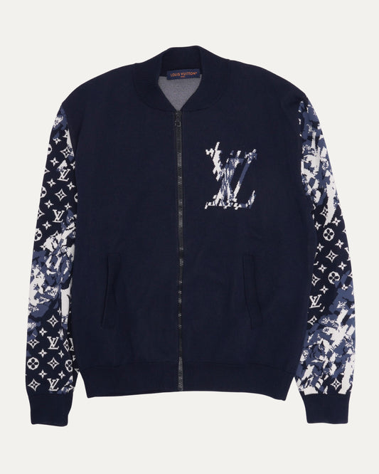 Monogram Zip Up Sweater