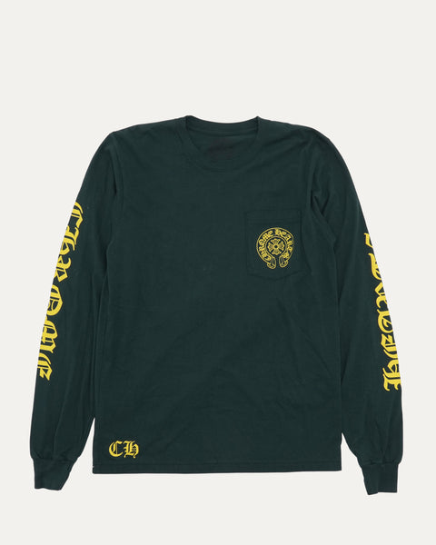 Chrome Hearts Horseshoe Logo Plus Cross Pocket Long Sleeve T-Shirt