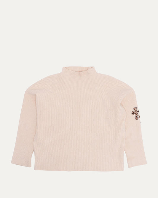 Cross Patch Mock Neck Sweater