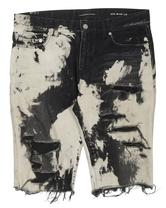 Bleached Cut Denim Shorts