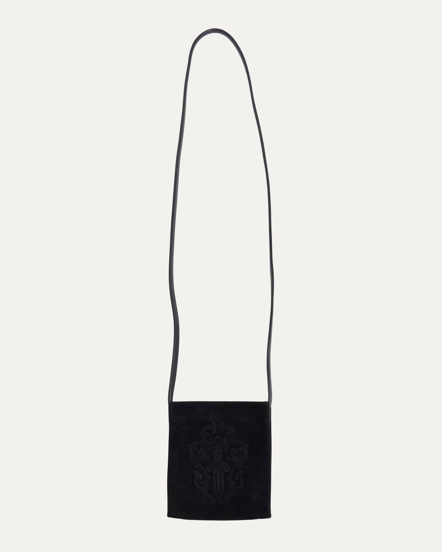 Suede Vine Dagger Crossbody Pouch