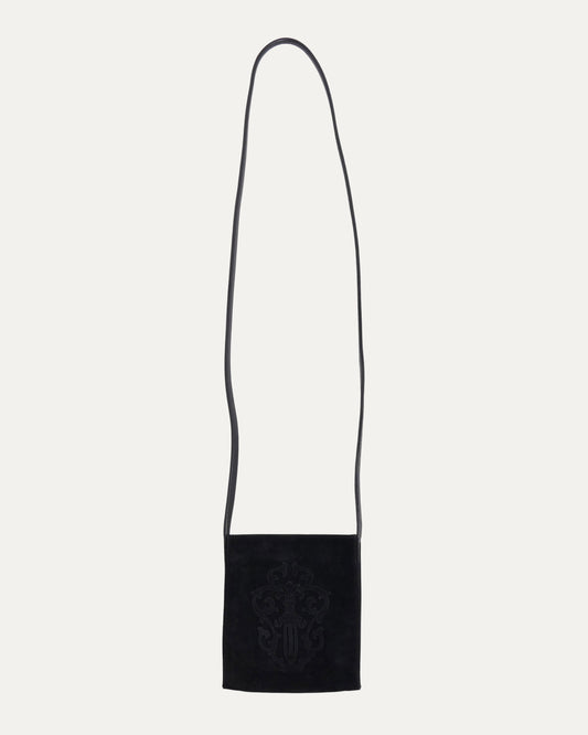 Suede Vine Dagger Crossbody Pouch