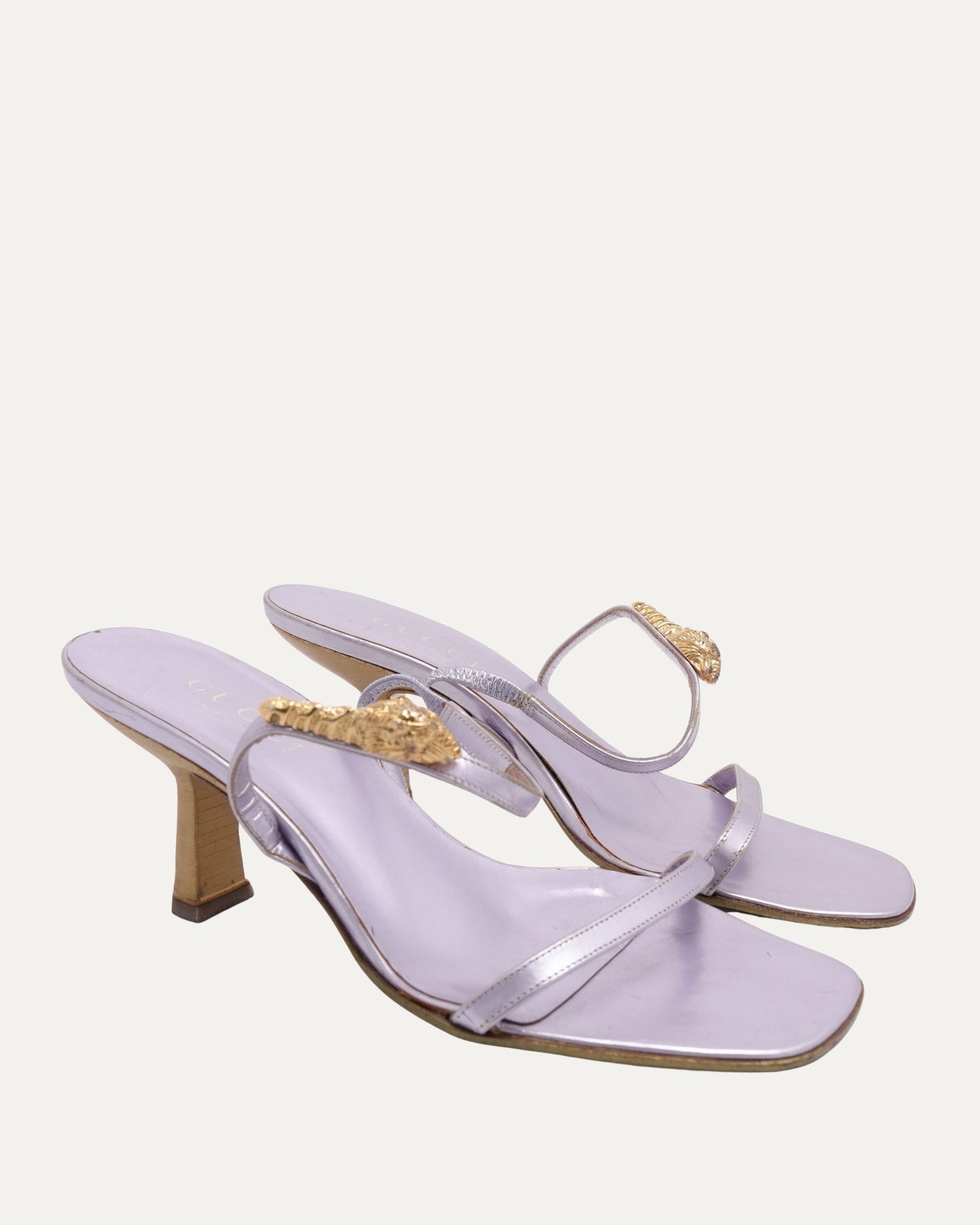 Lavender Sandals With Gold Detail