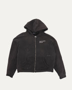 Distressed Logo Zip Up Hoodie