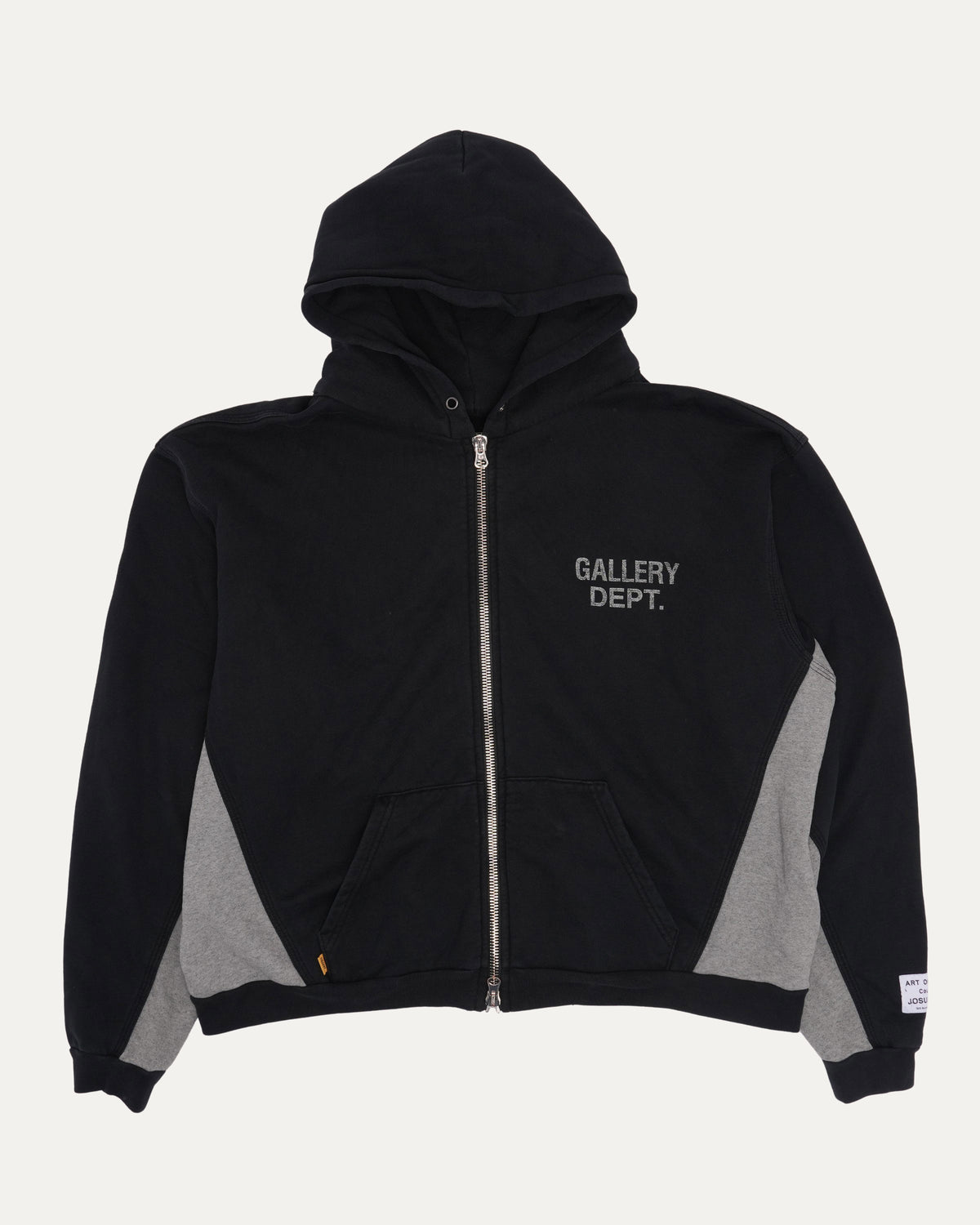 Contrast Panel Logo Zip Up Hoodie