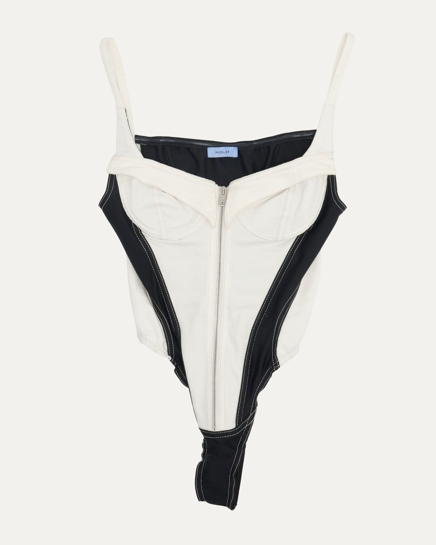 Denim Paneled Bodysuit