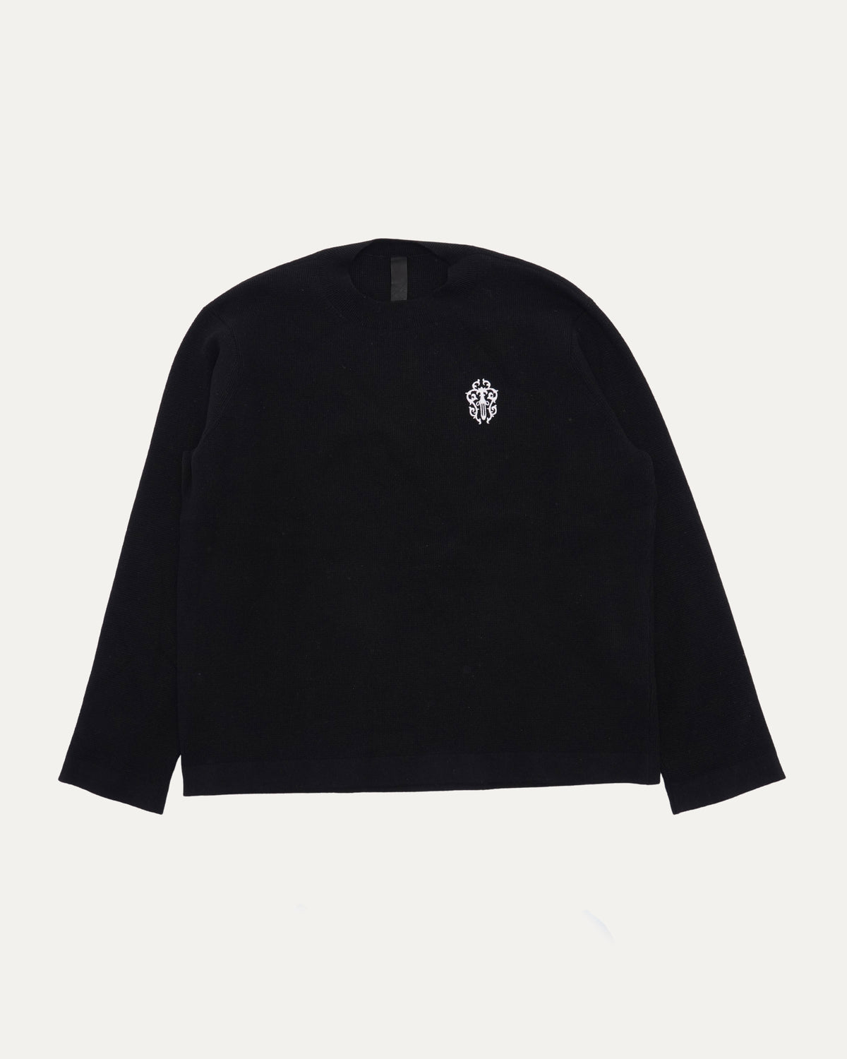 Cashmere Blend Vine Dagger Embroidered Crewneck Sweater