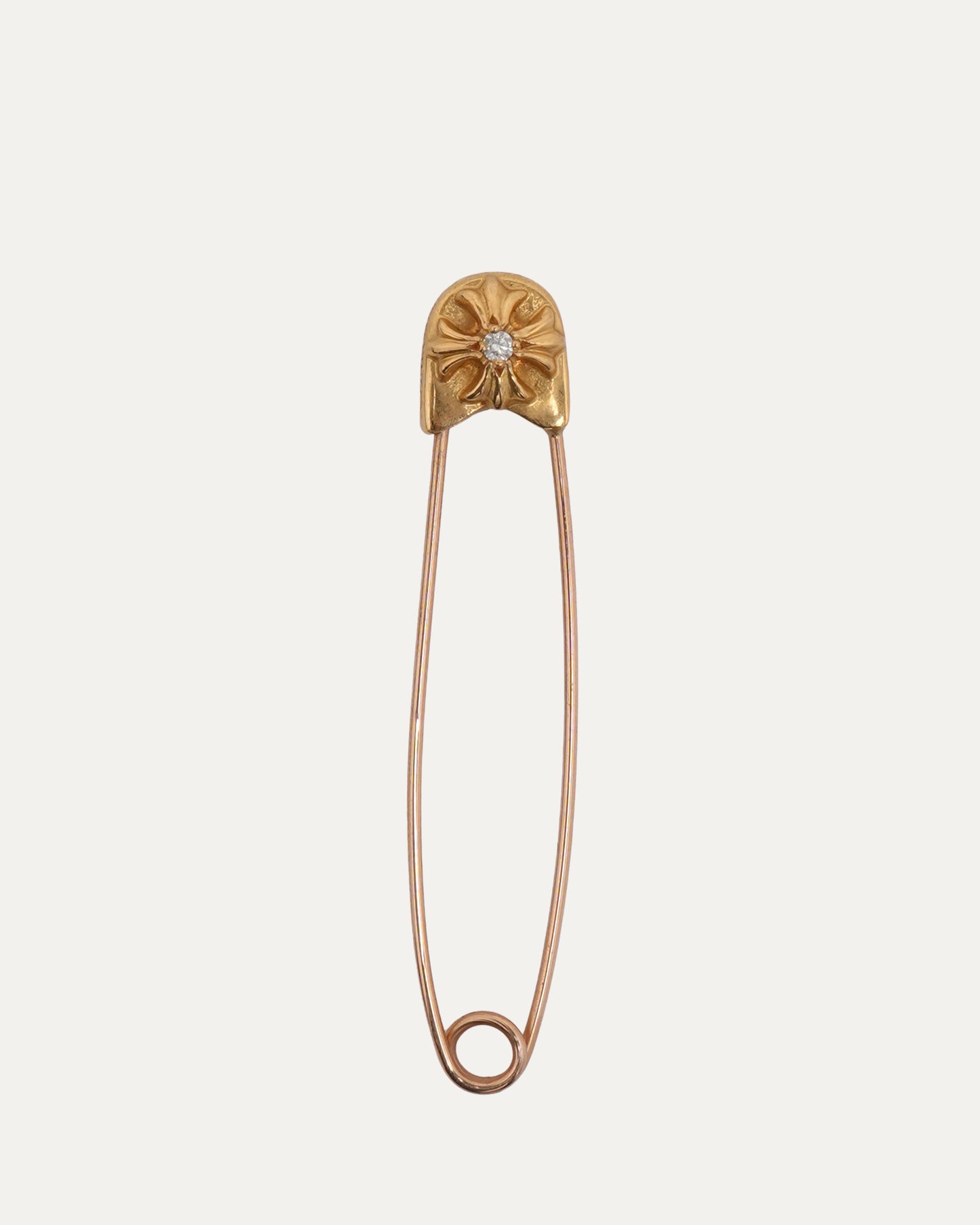 Large Gold and Diamond Safety Pin