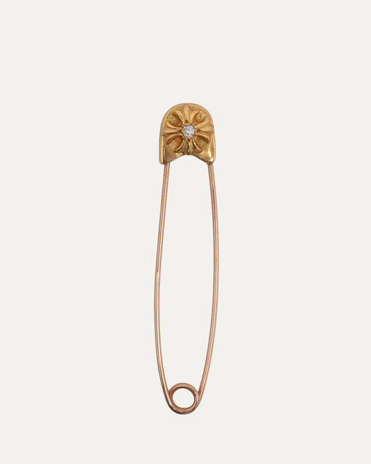 Large Gold and Diamond Safety Pin
