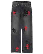 Multicolor Cross Patch Jeans