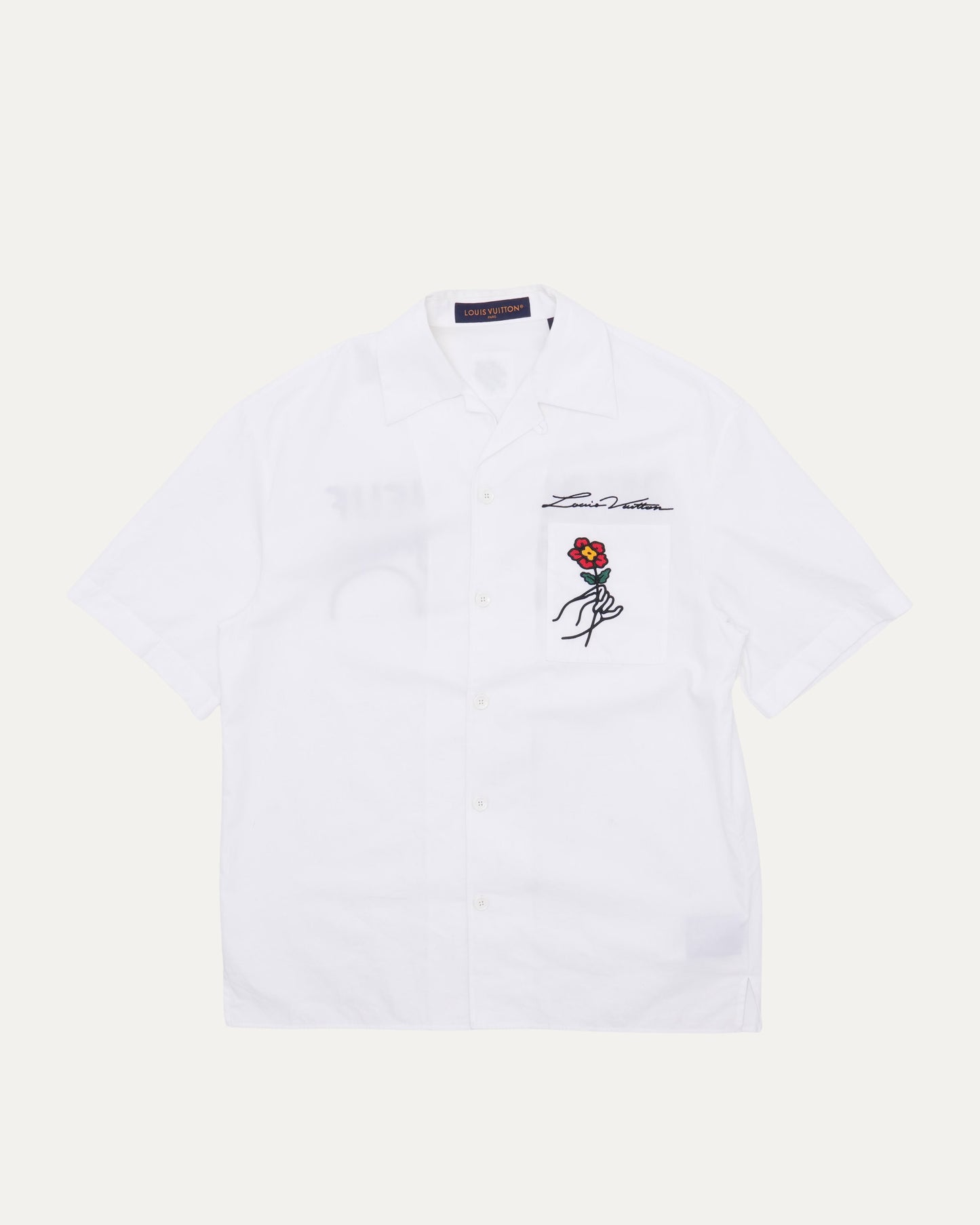 Open Collar Short Sleeved Cotton Shirt
