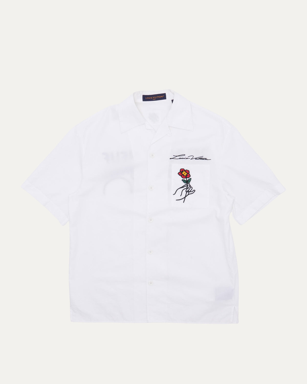 Open Collar Short Sleeved Cotton Shirt