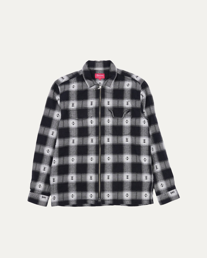 Plaid Flannel Zip Up Shirt