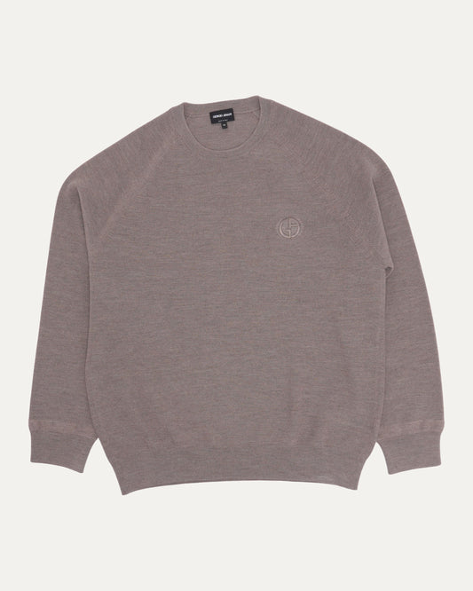 Brown Embroidered Logo Knit