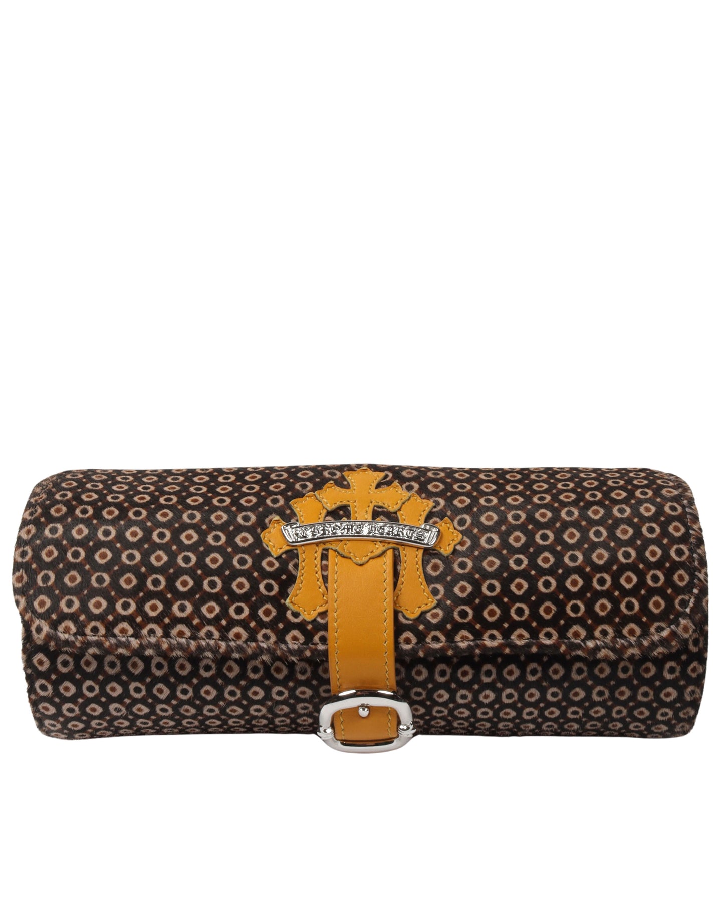 Leather & Peacock Ponyhair Watch Roll