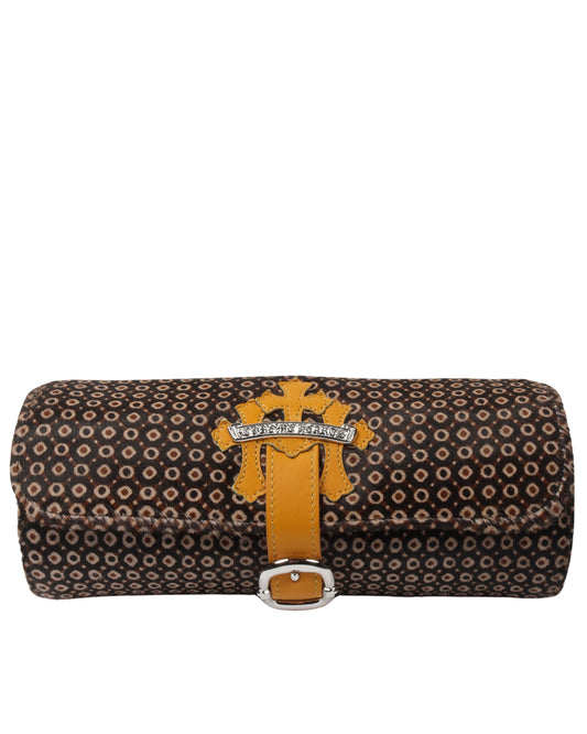 Leather & Peacock Ponyhair Watch Roll