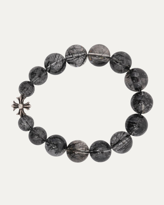 Graduated Rutilated Quartz Plus Cross Bead Bracelet
