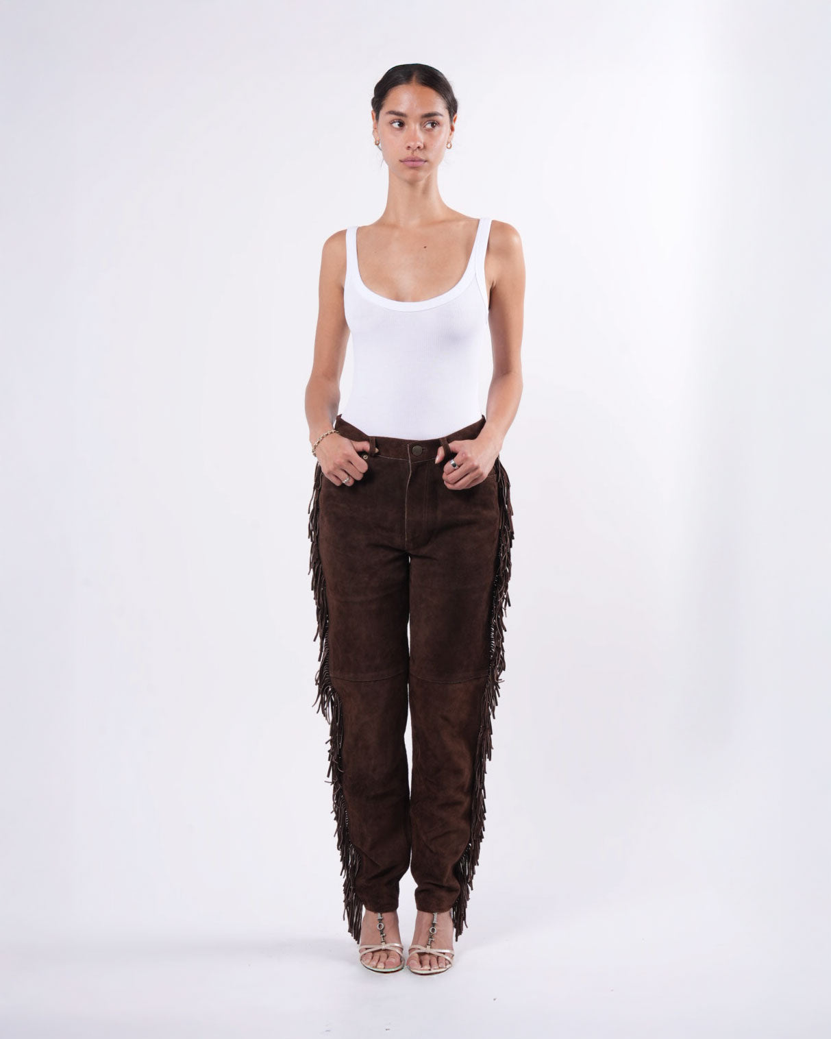 Suede Fringed Pants