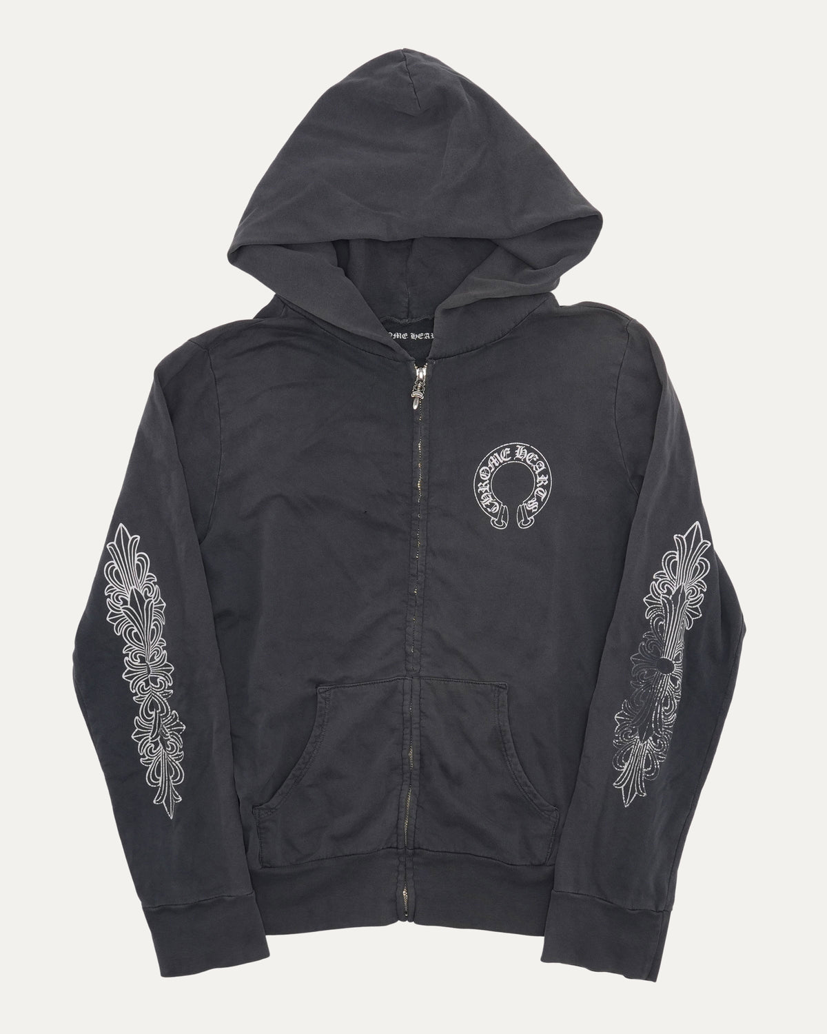 Vintage Thin Horseshoe Logo Zip Up Hoodie