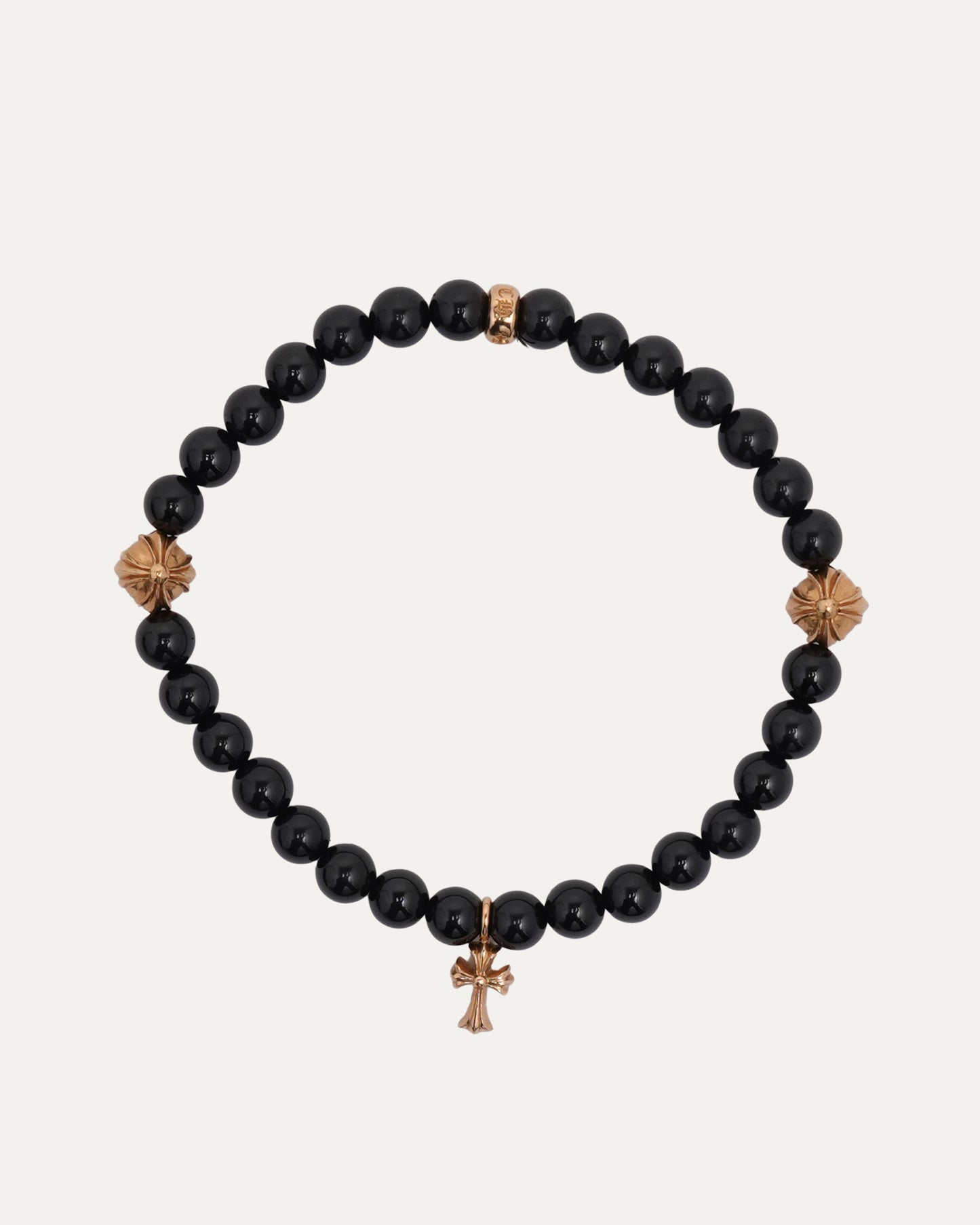 Gold Cross Multi Charm Bead Bracelet