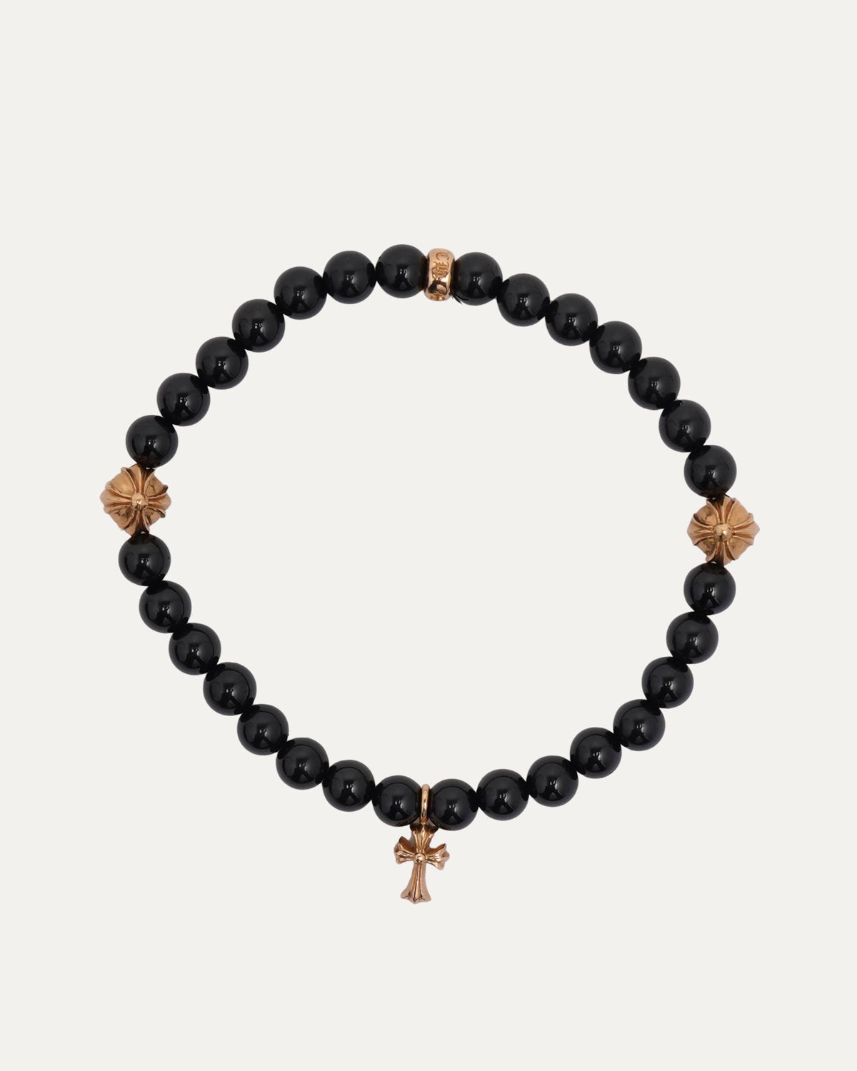Gold Cross Multi Charm Bead Bracelet