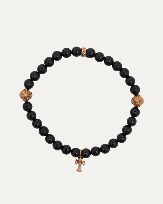 Gold Cross Multi Charm Bead Bracelet