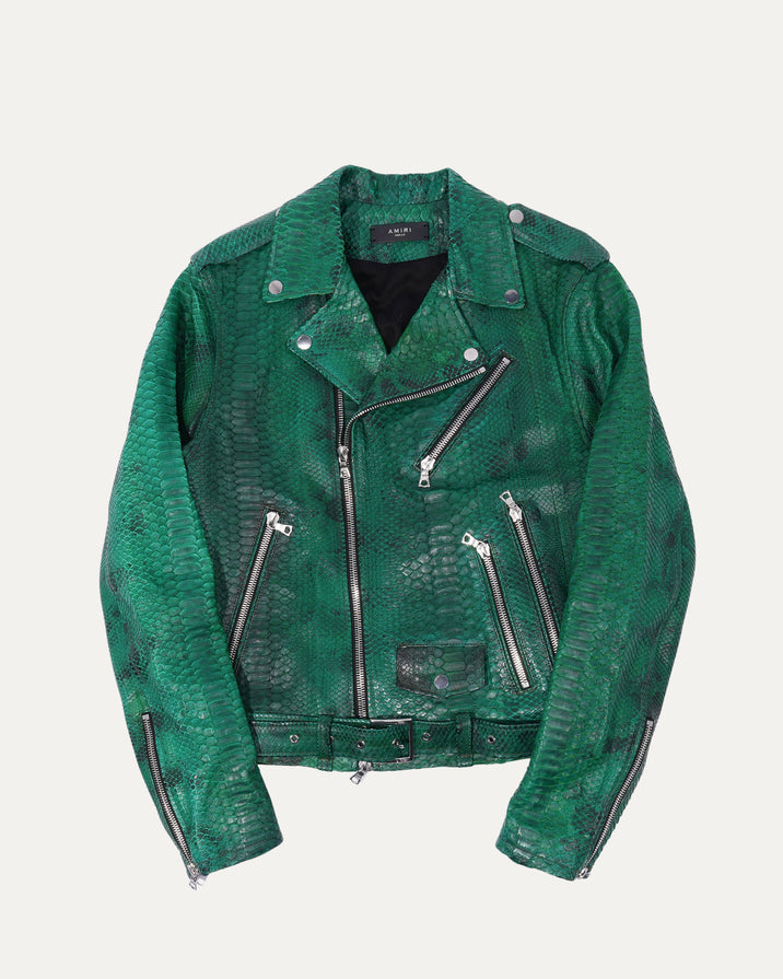 Python Leather Biker Jacket